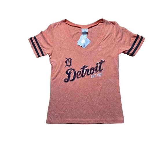Detroit Tigers Womens V-Neck T-Shirt Small Orange Genuine MLB Merchandise Cotton - Picture 1 of 4